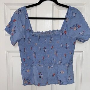 Madewell Floral Blue Women's Top